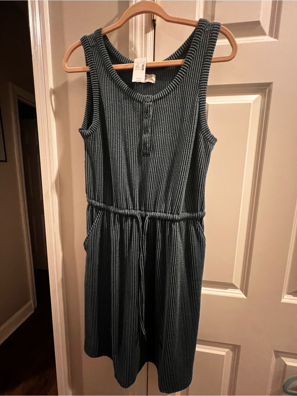 Maurices Ribbed Button-Front Tank Dress in Blue-Green